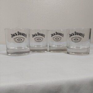 Like New Set of 4 Weighted Official Jack Daniel's Whiskey Rocks Lowball Glass